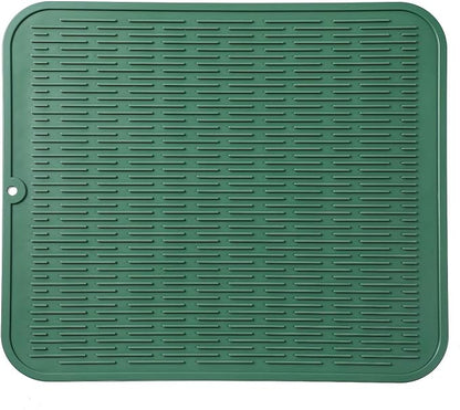MicoYang Silicone Dish Drying Mat for Multiple Usage,Easy clean,Eco-friendly,Heat-resistant Silicone Mat for Kitchen Counter or Sink,Refrigerator or Drawer Liner Green XL 18 inches x 16 inches by MicoYang