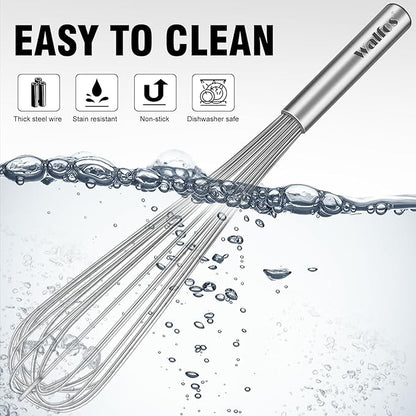 Walfos Whisk,17in Large Whisks, Heavy Duty Stainless Steel Wire Whisk Ideal For Beating Eggs, Blending Sauces, Mixing Batter. - Image 9