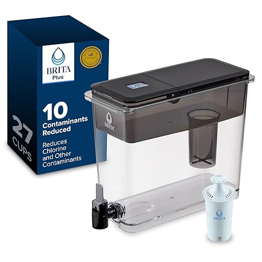 Brita UltraMax Large Water Dispenser with 1 BritaPlus Filter, 27 Cup Capacity, Black (Package May Vary) by Brita