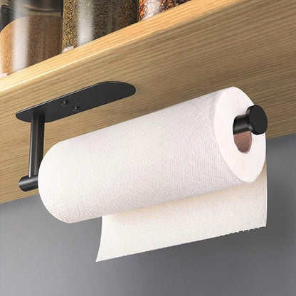 VAEHOLD Adhesive Paper Towel Holder Under Cabinet Wall Mount for Kitchen Paper Towel, Black Paper Towel Roll Holder Stick to Wall, Stainless Steel（Black） - Image 2