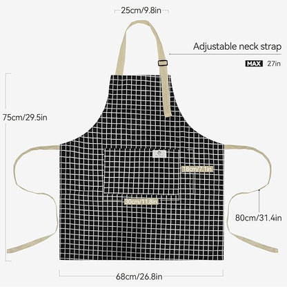 NLUS 2 Pack Kitchen Cooking Aprons, Adjustable Bib Waterproof Chef Apron with 2 Pockets for Men Women(Grey Stripe/Black Plaid) - Image 4