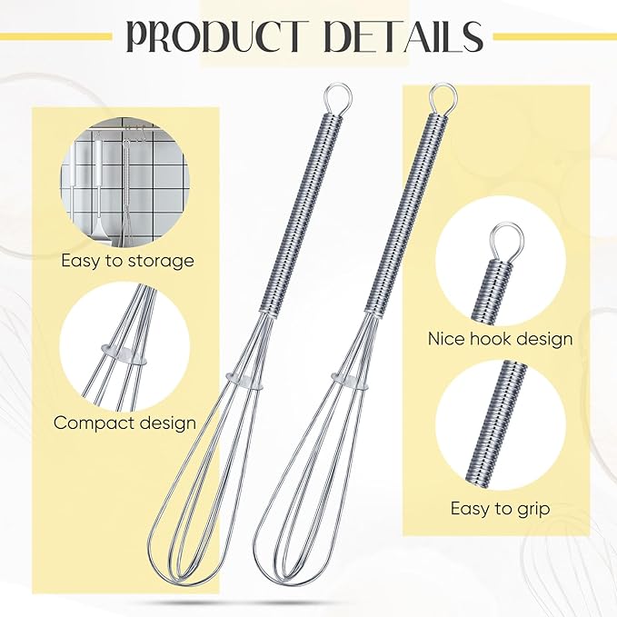 Baderke 10 Pcs Mini Whisk Bulk Small Whisks for Cooking 304 Stainless Steel Tiny Whisk for Baking, Whipping, Beating Eggs, Mixing Sauces, Blending Ingredients (6 Inch) - Image 2