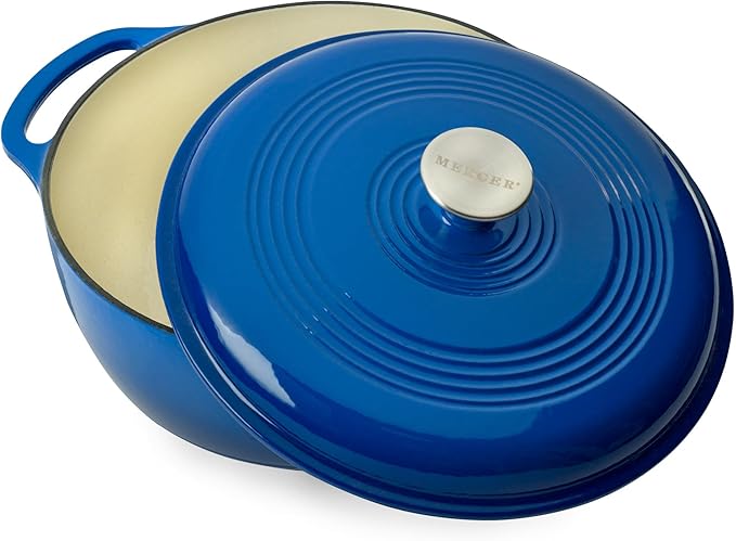 Mercer Culinary Enameled Cast Iron Round Dutch Oven, 6 qt., Navy Blue - Image 4