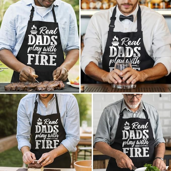 SANDJEST Funny Mens Aprons with Pockets for BBQ Grilling Cooking Grandpa Husband Apron for Birthday Christmas Father's Day