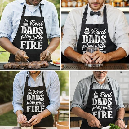 SANDJEST Funny Mens Aprons with Pockets for BBQ Grilling Cooking Grandpa Husband Apron for Birthday Christmas Father's Day