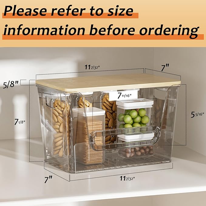 Delamu 2 Set Pantry Organizers and Storage,Trash Bag Dispenser with Bamboo Top,Stackable Trash Bag Dispenser Under Sink Organizer for 4-30 GalBags,Onion,Potato,Fruits,Gray(11.22" L*7" W*7.12" H) - Image 2