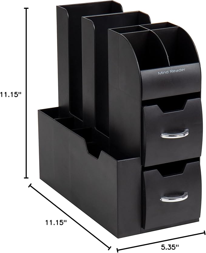 Mind Reader Cup and Condiment Station, Countertop Organizer, Coffee Bar, Kitchen, Stirrers, 5.35" W x 11.25" L x 11.15" H, Black (Pack of 8) - Image 7