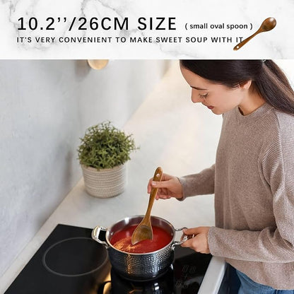 Wooden Spoons for Cooking, Nonstick Cooking Utensil Set with 10 Piece Acacia Wooden Spatulas and Spoons for Cooking, Terrific for Everyday Kitchen Tasks - Image 3
