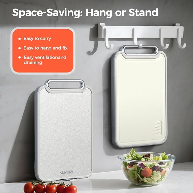 Sumzzz 2-in-1 Stainless Steel Cutting Board, Double-Sided for Raw Meat & Vegetables, Dishwasher Safe, Easy to Clean, Non-Slip Large Chopping Board with Juice Groove, Ideal for Home Kitchen (16”×11”) - Image 8