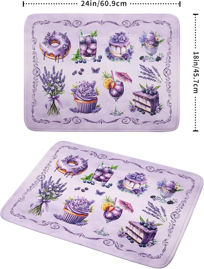 Purple Coffee Matt for Counter Sweet Dish Drying Mats for Dessert Lover Large Size Absorbent 18 X 24 In - Image 2