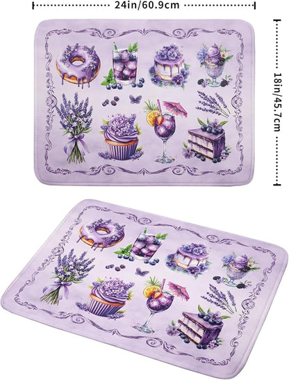 Purple Coffee Matt for Counter Sweet Dish Drying Mats for Dessert Lover Large Size Absorbent 18 X 24 In - Image 2