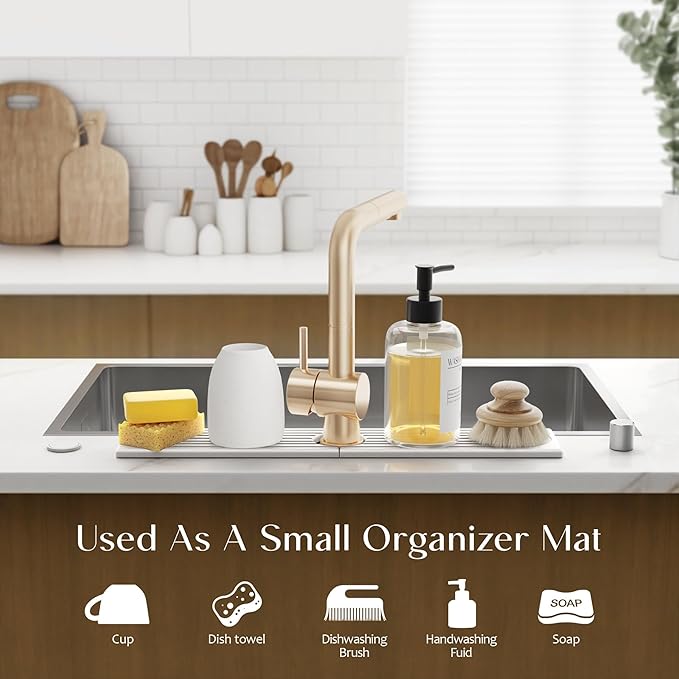 Eormoe Faucet Mat for Kitchen Sink – Diatomite Stone Drying Mat & Sink Protectors, Prevent Moisture – Sink Splash Guard Water-Absorbing Stone Tray for Bathroom Counter (Light Grey, 23.6" x 3.9") - Image 5