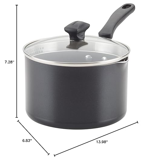 Farberware Cookstart DiamondMax Nonstick Straining Saucepan, Dishwasher Safe, 3 Quart, Black - Image 7