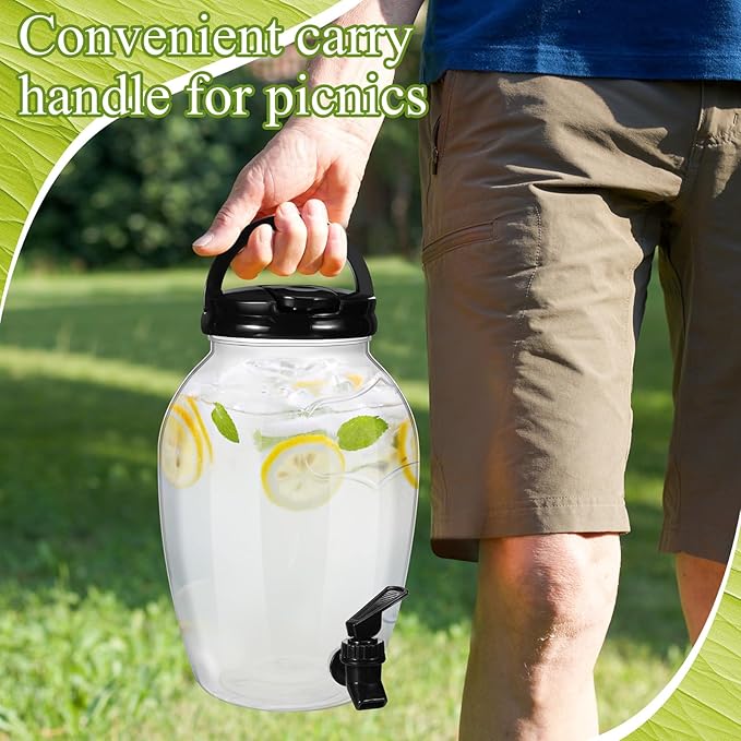 Havawish 2 Pack Drink Beverage Dispenser with Stand for Parties 1.16 Gallon Plastic Water Lemonade Juice Dispenser with Spigot and Lid for Countertop Weddings(Black)