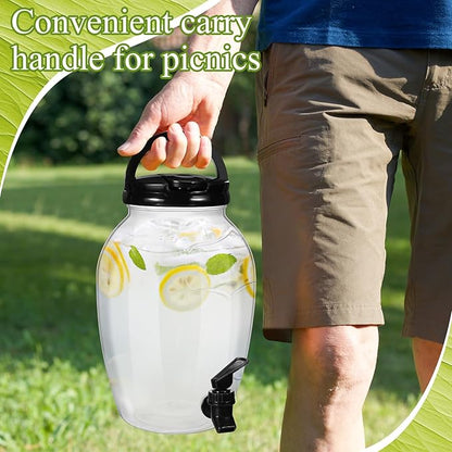 Havawish 2 Pack Drink Beverage Dispenser with Stand for Parties 1.16 Gallon Plastic Water Lemonade Juice Dispenser with Spigot and Lid for Countertop Weddings(Black)