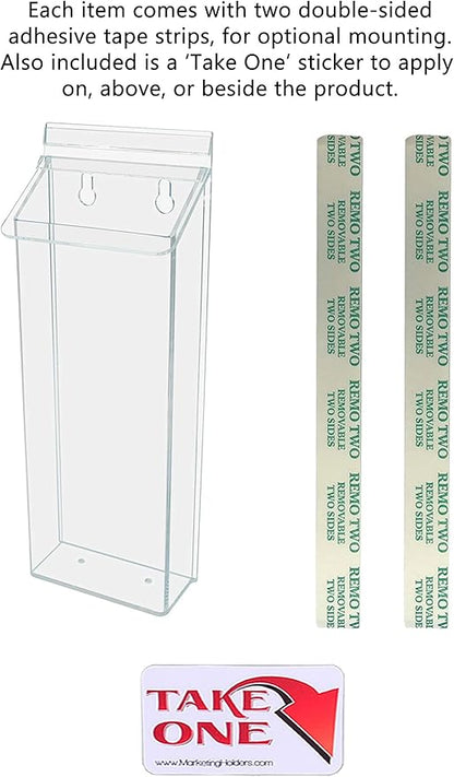 Outdoor Brochure Holder Holds 4” x 11” Tri Folds Rack Cards Wall Mount Clear Acrylic Real Estate Sheet Box with Lid Pamphlets Store Front Display Take One Bin Organizer by Marketing Holders