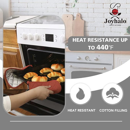 Joyhalo 4 Pack Pot Holders for Kitchen,Cotton Oven Holder with Great Heat Resistance,Non Slip Hot Pads for Kitchen Clearance,Spice - Image 4