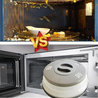 Microwave Splatter Cover Vented for Food, Splatter Guard & Colander Kitchen Gadget for Fruit Vegetables Microwave Plate Cover with Hook Hole,Dishwasher-Safe,BPA-Free Silicone & Plastic (Grey)