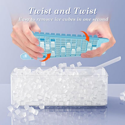 Mini Ice Cube Tray for Freezer: GGUW Nugget Ice Cube Tray with Bin - Crushed Ice Tray Making 4×108 PCS Icecube - Easy Release Iced Maker Trays - Image 4