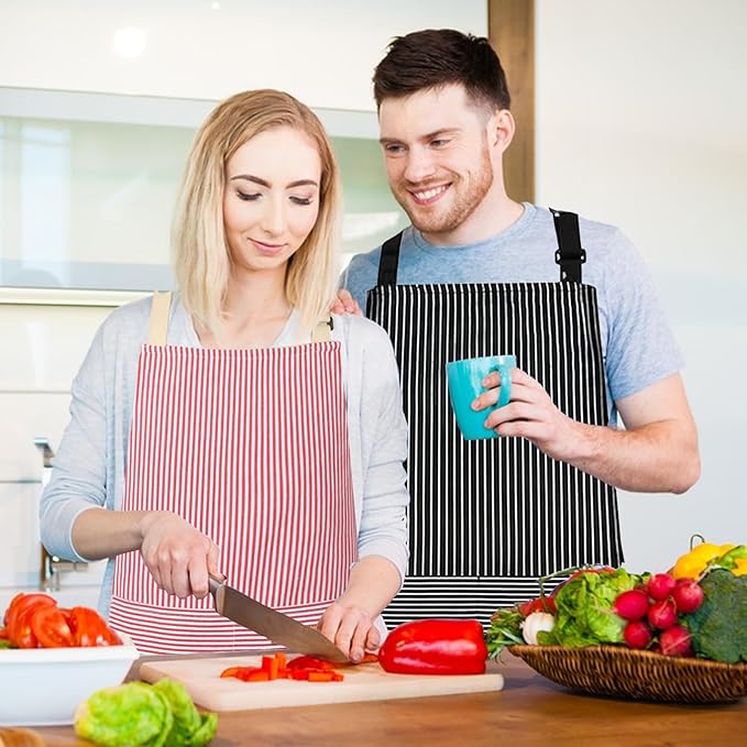 VALOME 2 Pack Kitchen Aprons, Apron for Cooking with 2 Pockets, Unisex Adjustable Neck Strap Chef Aprons for Men Women - Image 6