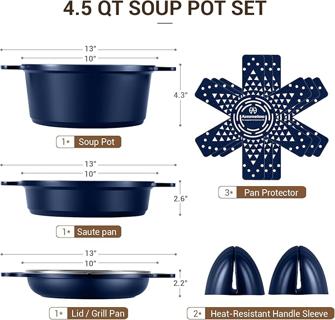 Ammeloo 4.5 Qt Non Stick Soup Pot with Lid, Ceramic Stockpot Set, Cooking Pot for All Stovetops, All-in-One Non Toxic Pot for Stews, Soups & Pasta, Easy to Clean, Induction Ready, PFAS Free - Image 9