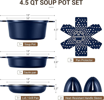 Ammeloo 4.5 Qt Non Stick Soup Pot with Lid, Ceramic Stockpot Set, Cooking Pot for All Stovetops, All-in-One Non Toxic Pot for Stews, Soups & Pasta, Easy to Clean, Induction Ready, PFAS Free - Image 9