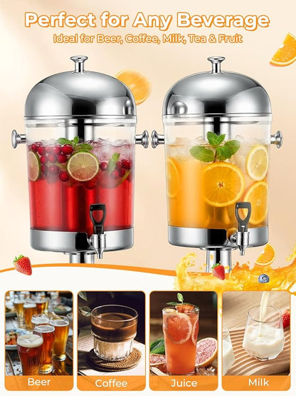 Beverage Dispenser for Parties 4.5 Gallon, Stainless Steel Drink Dispenser with Stand, Commercial Hot & Cold Juice Dispenser, Ice Core & Drip Trays for Beer, Lemonade Ideal for Parties Buffet Home Bar - Image 7