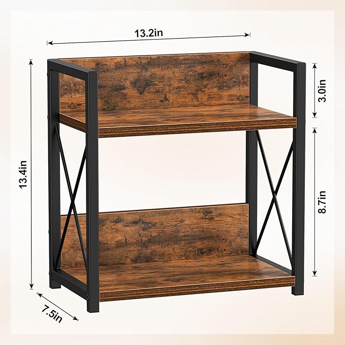 Giikin Kitchen Countertop Organizer, 2 Tier Spice Rack Organizer for Pantry, Kitchen Counter Shelf Wood Coffee Station Organizer (Brown, M) - Image 7