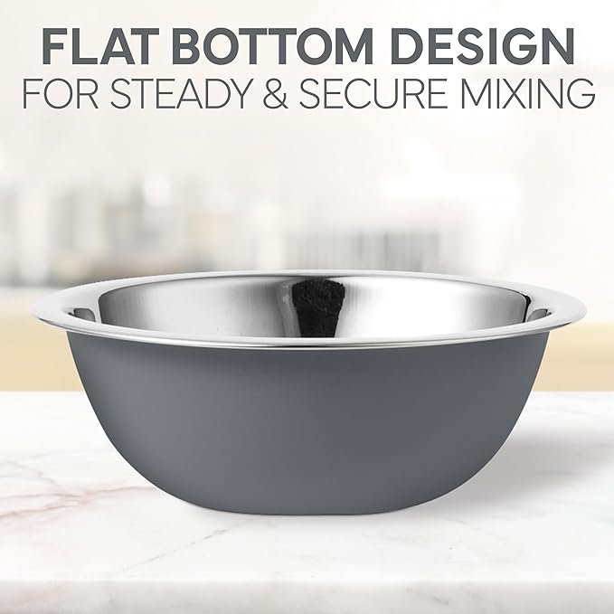 COOK WITH COLOR Stainless Steel Mixing Bowls Set - Nesting Bowls, 6 Pieces, Grey - Image 7