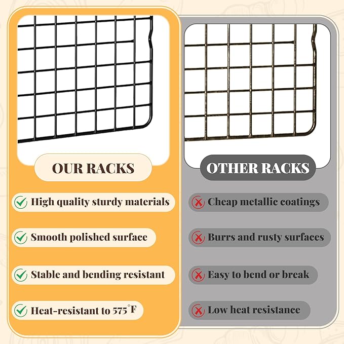 Cooling Racks for Cooking and Baking - 2 PCS 10" x 15" Grid Wire Baking Rack for Oven Cooking, Baking, Grilling, Roasting - Dishwasher Safe Bacon Rack - Fits Jelly Roll Cookie Sheet Pan - Image 7