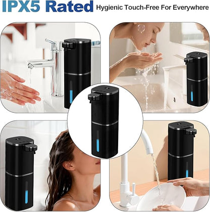 Automatic Liquid Soap Dispenser for Hand Soap & Dish Soap, 9-Level Adjustable Touchless Dispenser with LCD Display, Rechargeable 380mL, Wall Mount or Countertop Use for Kitchen Bathroom