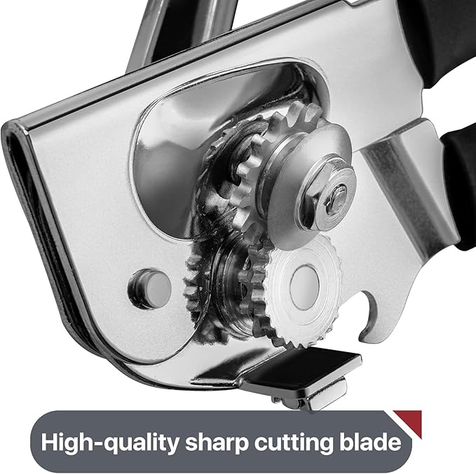 Commercial Can Opener, UHIYEE Hand Crank Can Opener Manual Heavy Duty with Comfortable Extra-long Handles, Oversized Knob, Large Handheld Can Open Easy for Big Cans, Black - Image 3