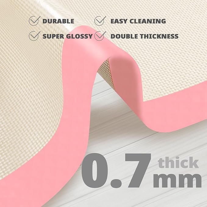 Silicone Baking Mat Set of 3, Silicone Baking Mats Cookie Sheet, Non-Stick Mats for Baking, Easy Clean & Reusable Oven Baking Sheet for Making Macaroons, Cookies (Pink) - Image 3