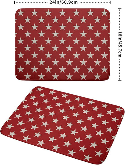 Patriotic July of 4th Red Star Dish Drying Mat for Kitchen Counter 18x24 Memorial Independence Day Absorbent Reversible Microfiber Drying Mats Kitchen Countertop Protector Dishes Drainer Rack Pad - Image 2