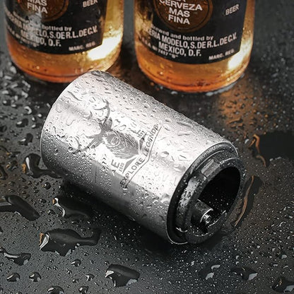 Automatic Beer Bottle Opener with Magnetic Cap Catcher, Stainless Steel One Handed Lid Opening Spring Loaded Push&Pop for Kitchen Home Bar Restaurant Household Utensils Beer Accessories Gift