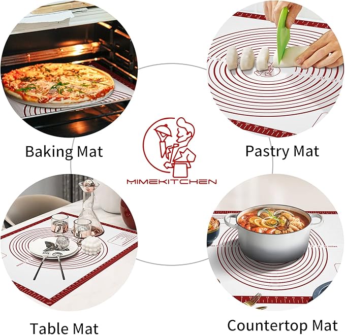 Silicone Baking Pastry Mat, Non Stick Dough Rolling Sheet with Measurement, Nonslip Kitchen Counter Mat, Oven Liner Mat Fondant Dough Kneading Mat for Making Cookies Macarons Bread Pizza - Image 4