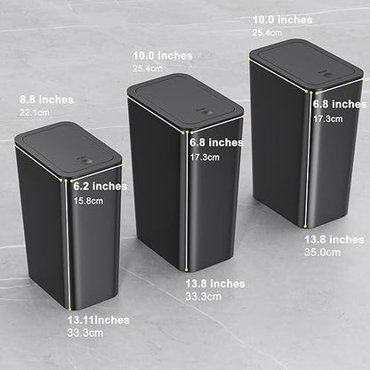 N. NETDOT Bathroom Trash Can with Lid 3 Pack Set, 2 Packs 4 Gal Slim Kitchen Trash Bin and 1 Pack 2.6Gal Garbage Can, Small Trash Can/Trash Bin/Waste Basket for Bedroom (Black, Pack of 3) - Image 6