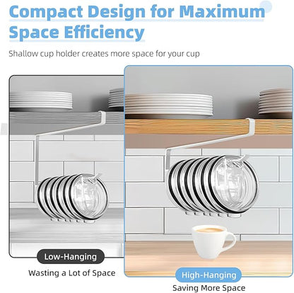 Tumbler Lid Organizer, 2 Pack for Yeti Lid Organizer, Space Saving Water Bottle Lid Holders, Tumbler Lid Holder Up to 12 Lids,No Drilling,Cup Lid Organizers for Kitchen Under Cabinet Storage (White) - Image 7