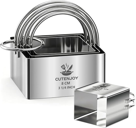 4 Pieces Square Cookie Cutters - 2inch, 2.25inch, 2.75inch, 3.15inch Stainless Steel Biscuit Cutter with Handle and Big Ring, Professional Baking Dough Cutter Tools for Cakes, Sandwiches by Unknown