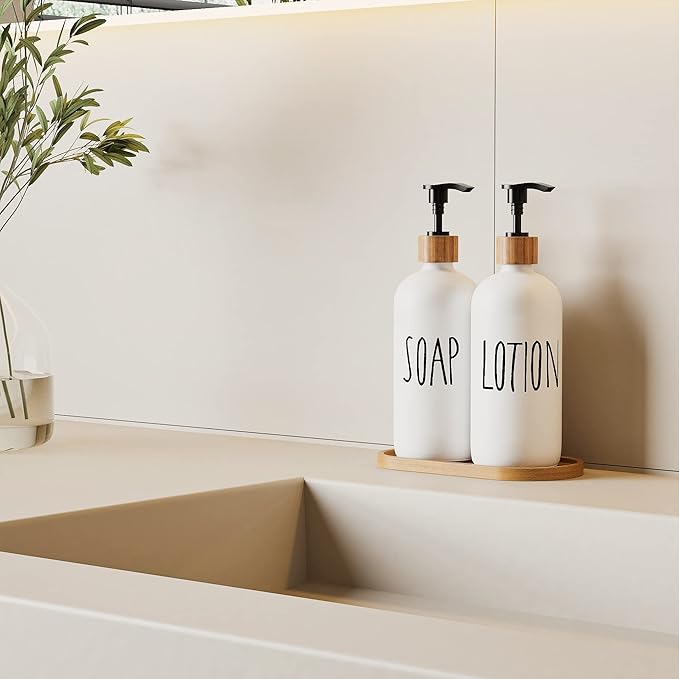 Soap Dispenser,Dish Soap Dispenser for Kitchen Sink.Glass Hand Soap Dispenser, Modern Farmhouse Decor Dish Soap Dispenser for Bathroom,Kitchen Sink Decor - Image 2