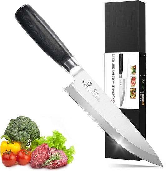 imarku Chef Knife 8-Inch Pro Japanese Kitchen Knife High-Carbon Stainless Steel Paring Knife Ergonomic Handle Rasor Sharp Single-Bevel Edge Birthday Gift for Men by imarku