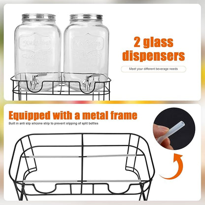 DD&HAPP Glass Drink Dispensers For Parties.1.2 Gallon Beverage Dispensers With Stand And Stainless Steel Spigot.Party Drink Dispenser For Punch,Iced Tea,Ideal for Weddings,Events,Buffet&Home Use. - Image 3