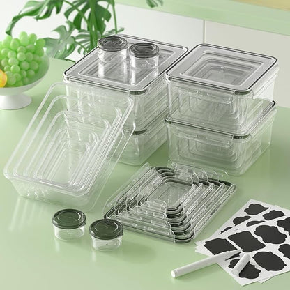 KEMETHY 44-Piece Food Storage Containers with Lids(22 Containers & 22 Lids), Plastic Food Containers for Pantry & Kitchen Storage and Organization, BPA-Free, Leak Proof, Reusable with Labels & Pen - Image 8