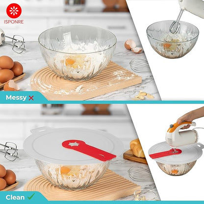 12 Inches Silicone Hand Mixer Splatter Guard, Compatible with Most Mixing Bowl Sizes and Types, Splash Guard for Hand Held Mixer, Shield for Crockpot