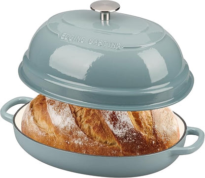 EDGING CASTING Enameled Oval Cast Iron Dutch Oven Pot with Lid, Bread Dutch Oven for Sourdough Bread Baking, Dutch Oven Bread, Bread Oven, 6QT, Seasalt - Image 3