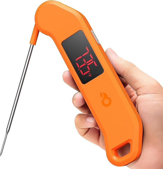 Professional Digital Meat Thermometer, 1 Sec Instant Read, ±0.5℉ Accuracy NIST&NSF Certified Food Thermometer, Auto-Rotate Bright LED Screen, Waterproof Cooking Thermometer for Grill BBQ, Orange by ThermoMaven