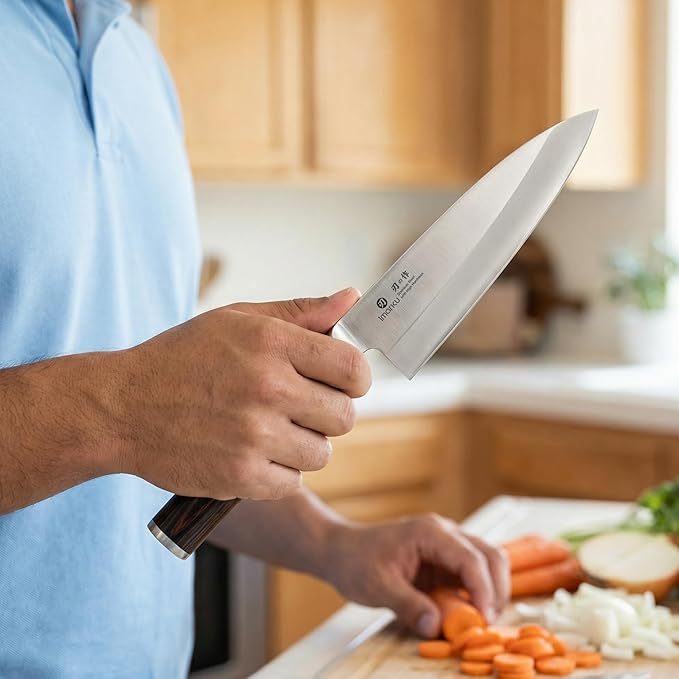 imarku 7 Inch Deba Knife,Ultra Sharp Sushi Knife,Ultimate Japanese Kitchen Knife with Stainless Steel Single Bevel,Fish Fillet Knifes for Fish Cutting with Ergonomic Wood Handle, Mothers Day Gifts - Image 8