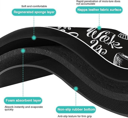 Coffee Drying Mat - Anti-Slip Silicone Dish Drying Mats, Super Absorbent: 19in x 12in