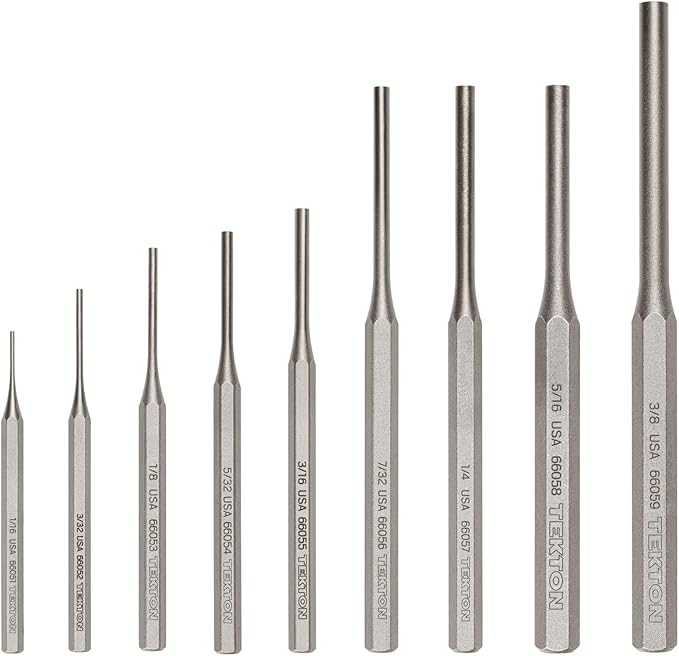 TEKTON Pin Punch Set, 9-Piece (1/16-3/8 in.) | PNC92001 | Made in USA