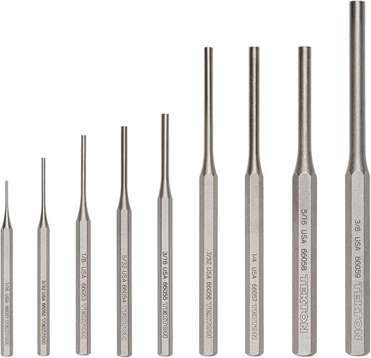 TEKTON Pin Punch Set, 9-Piece (1/16-3/8 in.) | PNC92001 | Made in USA